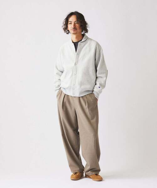 Champion（チャンピオン）の「CHAMPION / チャンピオン 別注 R/W エルボーパッチ スナップ カーディガン（カーディガン/ボレロ・メンズ・グレー/アイボリー/ブラウン/ネイビー・LARGE/X-LARGE）」の18枚目の写真