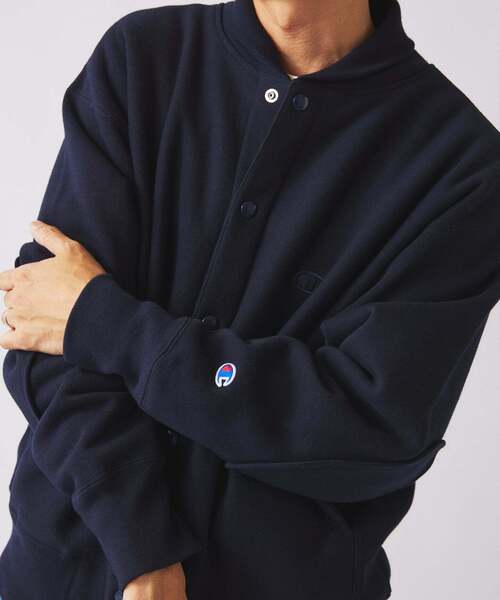 Champion（チャンピオン）の「CHAMPION / チャンピオン 別注 R/W エルボーパッチ スナップ カーディガン（カーディガン/ボレロ・メンズ・グレー/アイボリー/ブラウン/ネイビー・LARGE/X-LARGE）」の7枚目の写真