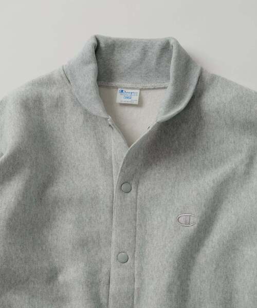 Champion（チャンピオン）の「CHAMPION / チャンピオン 別注 R/W エルボーパッチ スナップ カーディガン（カーディガン/ボレロ・メンズ・グレー/アイボリー/ブラウン/ネイビー・LARGE/X-LARGE）」の9枚目の写真