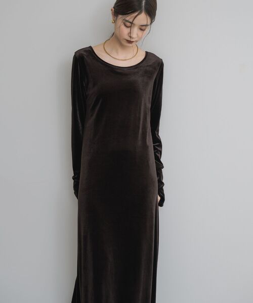 kivi（キヴィ）の「ベロアロングOP（ワンピース・レディース・ブラウン/ダークグレー・FREE）」の6枚目の写真