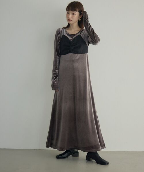kivi（キヴィ）の「ベロアロングOP（ワンピース・レディース・ブラウン/ダークグレー・FREE）」の7枚目の写真