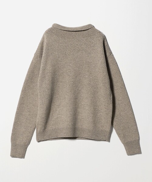 6（ロク）の「＜6(ROKU)＞フィッシャーマン ハイネック ニット（ニット/セーター・レディース・ベージュ/グレー系・FREE）」の12枚目の写真