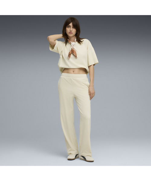 PUMA(プーマ)の「PUMA プーマ ウィメンズ ESS ELEVATED ベロア リブ ストレートレッグ パンツ(その他パンツ・レディース・パープル系その他7/オフホワイト/ブラック・MEDIUM/SMALL/LARGE/X-LARGE)」の15枚目の写真