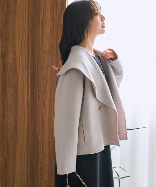 La boutique BonBon（ラブティックボンボン）の「【春まで使える！・最強モテコート】ダブルフェイスショールカラーコート（その他アウター・レディース・ミント/ライトグレー/ピンク・FREE）」の10枚目の写真