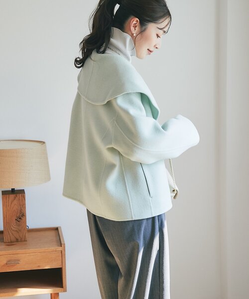 La boutique BonBon（ラブティックボンボン）の「【春まで使える！・最強モテコート】ダブルフェイスショールカラーコート（その他アウター・レディース・ミント/ライトグレー/ピンク・FREE）」の22枚目の写真