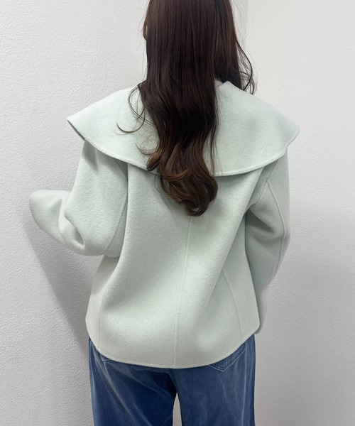 La boutique BonBon（ラブティックボンボン）の「【春まで使える！・最強モテコート】ダブルフェイスショールカラーコート（その他アウター・レディース・ミント/ライトグレー/ピンク・FREE）」の5枚目の写真