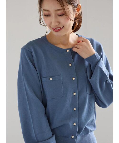 Te chichi（テチチ）の「ポケットデザインクルーネックカーディガン（カーディガン/ボレロ・レディース・チャコールグレー/ブラック/ピンク/ブルー・F）」の3枚目の写真