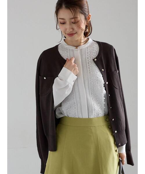 Te chichi（テチチ）の「ポケットデザインクルーネックカーディガン（カーディガン/ボレロ・レディース・チャコールグレー/ブラック/ピンク/ブルー・F）」の2枚目の写真