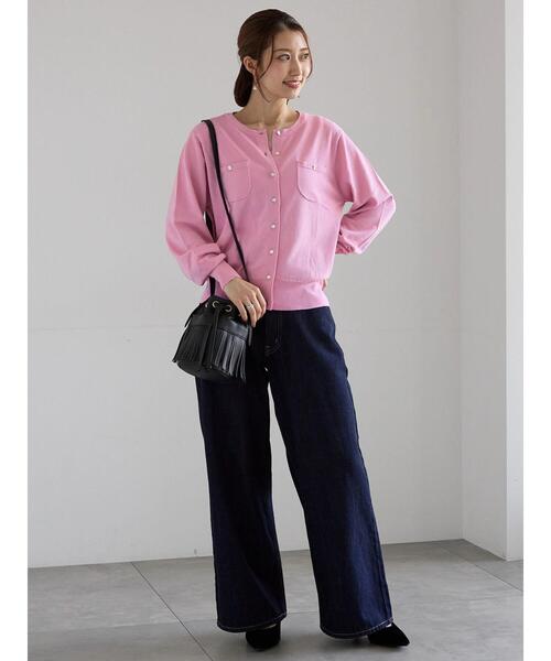 Te chichi（テチチ）の「ポケットデザインクルーネックカーディガン（カーディガン/ボレロ・レディース・チャコールグレー/ブラック/ピンク/ブルー・F）」の12枚目の写真