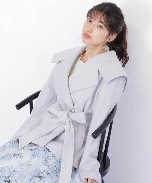 セール】◇ビジュー釦ビッグカラーショートコート（その他アウター