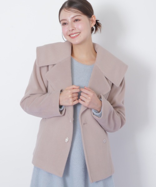 セール】◇ビジュー釦ビッグカラーショートコート（その他アウター