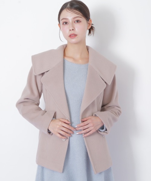 セール】◇ビジュー釦ビッグカラーショートコート（その他アウター