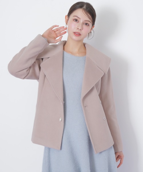 ◇ビジュー釦ビッグカラーショートコート（その他アウター）｜JILL by