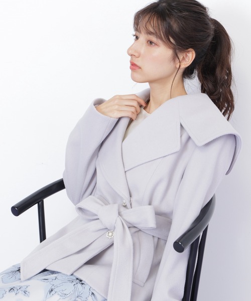 JILL by JILL STUART(ジルバイジルスチュアート)の「◇ビジュー釦ビッグカラーショートコート(その他アウター・レディース・グレー/ベージュ/ホワイト・SMALL/MEDIUM)」の4枚目の写真