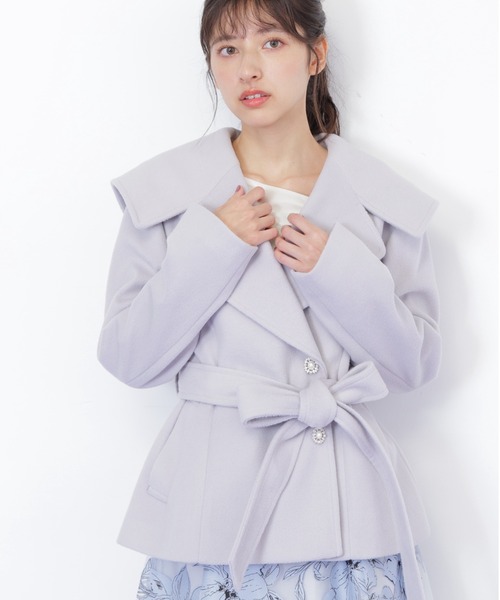 JILL by JILL STUART(ジルバイジルスチュアート)の「◇ビジュー釦ビッグカラーショートコート(その他アウター・レディース・グレー/ベージュ/ホワイト・SMALL/MEDIUM)」の7枚目の写真