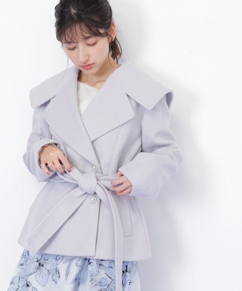 JILL by JILL STUART(ジルバイジルスチュアート)の「◇ビジュー釦ビッグカラーショートコート(その他アウター・レディース・グレー/ベージュ/ホワイト・SMALL/MEDIUM)」の8枚目の写真