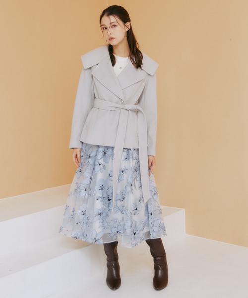 ◇ビジュー釦ビッグカラーショートコート（その他アウター）｜JILL by