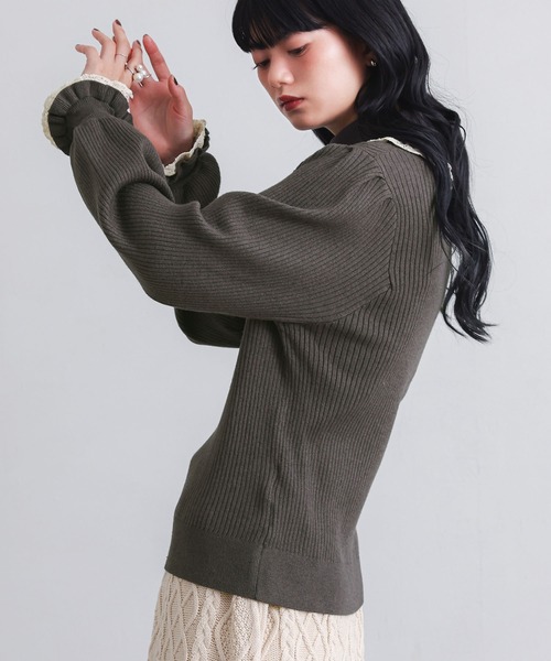 somari imagination（ソマリ イマジネーション）の「『レースフリルリブタートルニット』（ニット/セーター・レディース・ブルー/チャコール・1/2）」の19枚目の写真