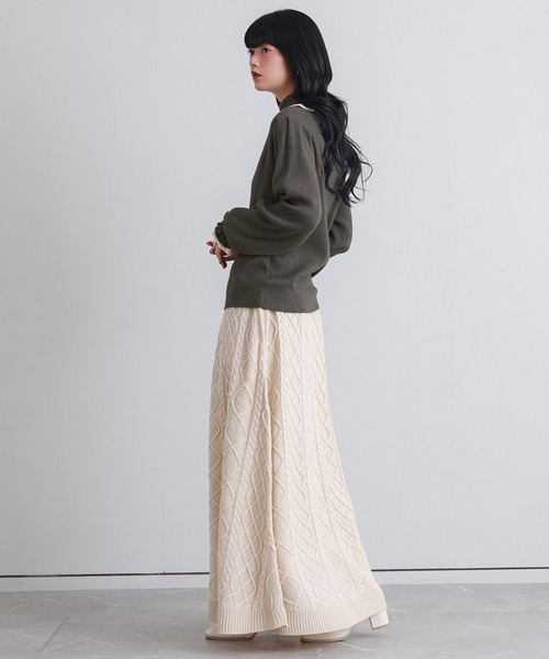 somari imagination（ソマリ イマジネーション）の「『レースフリルリブタートルニット』（ニット/セーター・レディース・ブルー/チャコール・1/2）」の21枚目の写真