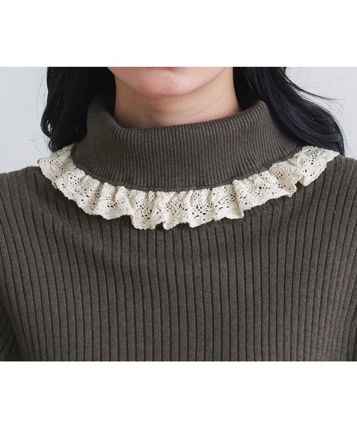 somari imagination（ソマリ イマジネーション）の「『レースフリルリブタートルニット』（ニット/セーター・レディース・ブルー/チャコール・1/2）」の14枚目の写真