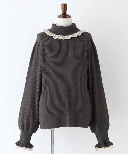 somari imagination（ソマリ イマジネーション）の「『レースフリルリブタートルニット』（ニット/セーター・レディース・ブルー/チャコール・1/2）」の16枚目の写真