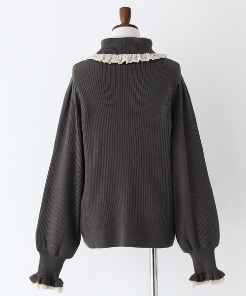 somari imagination（ソマリ イマジネーション）の「『レースフリルリブタートルニット』（ニット/セーター・レディース・ブルー/チャコール・1/2）」の18枚目の写真