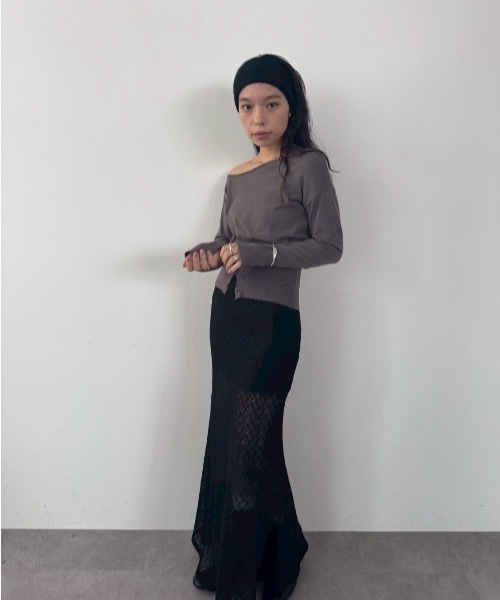 DRWCYS（ドロシーズ）の「フロントボタンハイゲージニット（ニット/セーター・レディース・ブラック/グレー/モカ/アイボリー・FREE）」の8枚目の写真