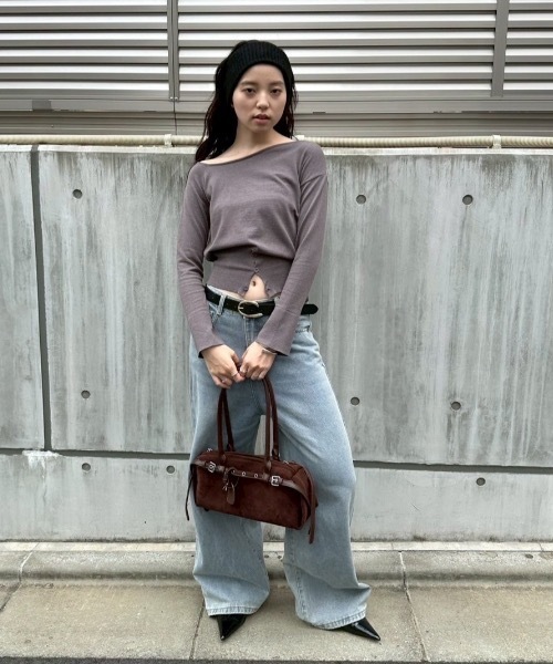 DRWCYS（ドロシーズ）の「フロントボタンハイゲージニット（ニット/セーター・レディース・ブラック/グレー/モカ/アイボリー・FREE）」の5枚目の写真