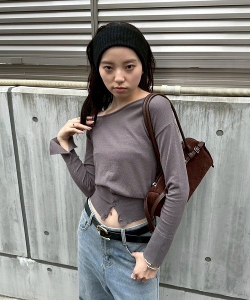 DRWCYS（ドロシーズ）の「フロントボタンハイゲージニット（ニット/セーター・レディース・ブラック/グレー/モカ/アイボリー・FREE）」の7枚目の写真