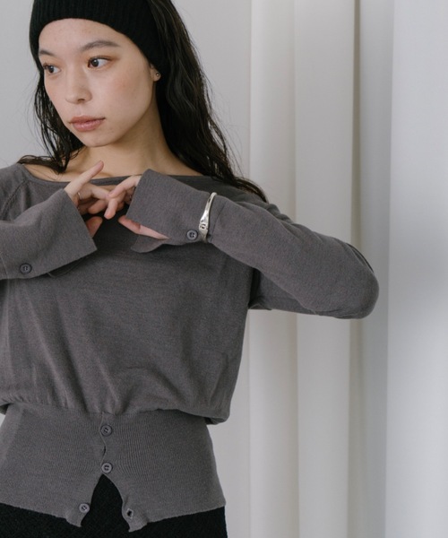 DRWCYS（ドロシーズ）の「フロントボタンハイゲージニット（ニット/セーター・レディース・ブラック/グレー/モカ/アイボリー・FREE）」の11枚目の写真