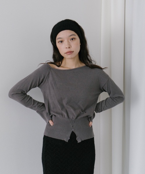 DRWCYS（ドロシーズ）の「フロントボタンハイゲージニット（ニット/セーター・レディース・ブラック/グレー/モカ/アイボリー・FREE）」の15枚目の写真