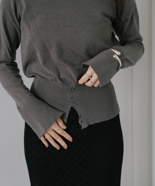 DRWCYS（ドロシーズ）の「フロントボタンハイゲージニット（ニット/セーター・レディース・ブラック/グレー/モカ/アイボリー・FREE）」の10枚目の写真