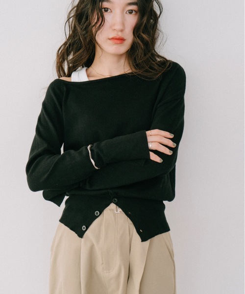 DRWCYS（ドロシーズ）の「フロントボタンハイゲージニット（ニット/セーター・レディース・ブラック/グレー/モカ/アイボリー・FREE）」の21枚目の写真