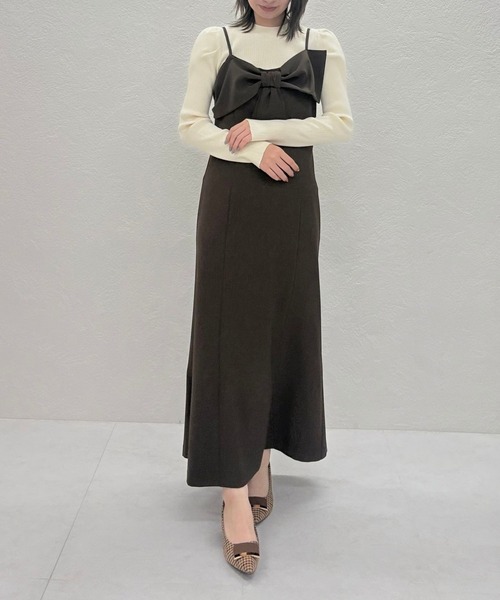 31 Sons de mode（トランテアン　ソン　ドゥ　モード）の「2025秋冬新作 ニットセットリボンモチーフジャンスカ（ジャンパースカート・レディース・ブラウン/ブラック/グレイッシュベージュ・S/M）」の18枚目の写真