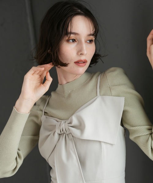 31 Sons de mode（トランテアン　ソン　ドゥ　モード）の「2025秋冬新作 ニットセットリボンモチーフジャンスカ（ジャンパースカート・レディース・ブラウン/ブラック/グレイッシュベージュ・S/M）」の19枚目の写真