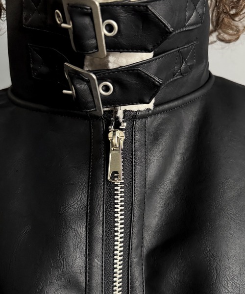 Classical Origin(クラシカルオリジン)の「2way襟ボア切り替えフェイクレザームートンジャケット/2way Boa Collar Faux Leather Jacket(ムートンコート・メンズ・ブラック・LARGE/MEDIUM/SMALL)」の22枚目の写真