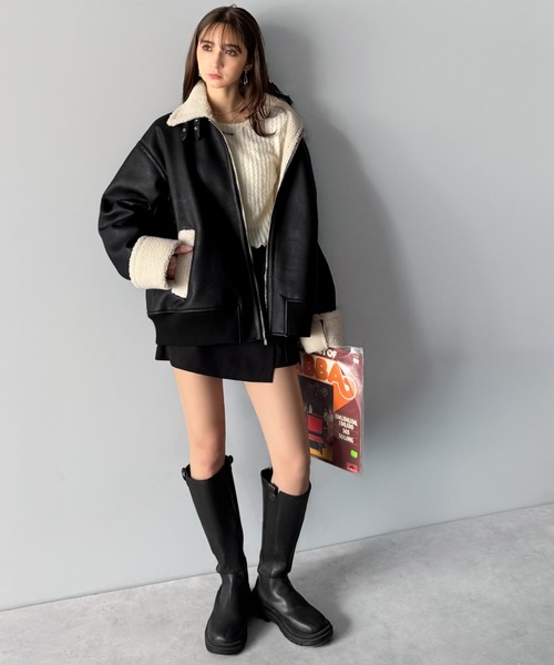 Classical Origin(クラシカルオリジン)の「2way襟ボア切り替えフェイクレザームートンジャケット/2way Boa Collar Faux Leather Jacket(ムートンコート・メンズ・ブラック・LARGE/MEDIUM/SMALL)」の17枚目の写真