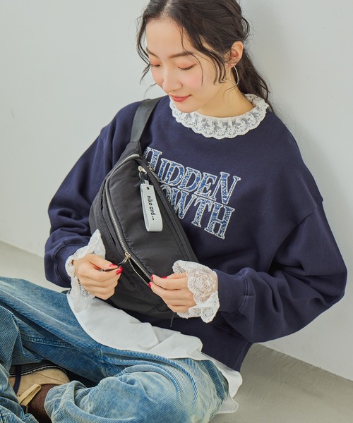 niko and...(ニコアンド)の「オリジナルテープロゴボディバッグ(ボディバッグ/ウエストポーチ・レディース・グレー/ブラック/カモフラージュ/ブラック系・0)」の2枚目の写真