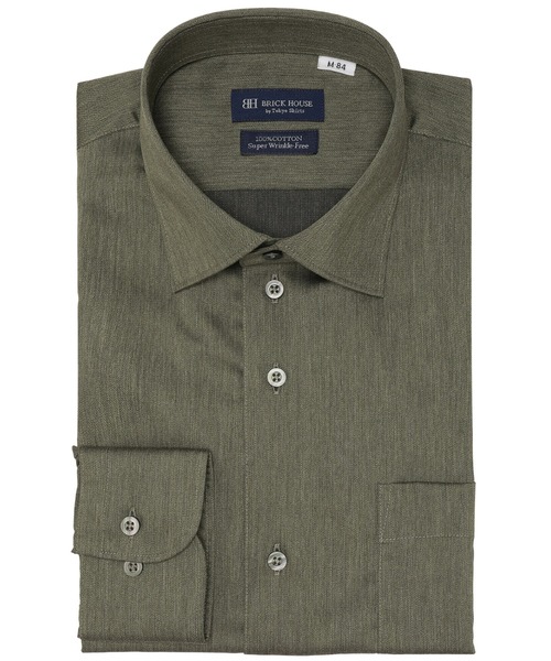 TOKYO SHIRTS(トウキョウシャツ)の「【超形態安定】 形態安定ノンアイロン ワイド 長袖ビジネスワイシャツ(ビジネスシャツ・メンズ・カーキ・首回り39cm-裄丈84cm/首回り39cm-裄丈80cm/首回り43cm-裄丈86cm/首回り43cm-裄丈82cm/首回り42cm-裄丈86cm/首回り42cm-裄丈82cm/首回り41cm-裄丈86cm/首回り41cm-裄丈82cm/首回り37cm-裄丈80cm)」の1枚目の写真