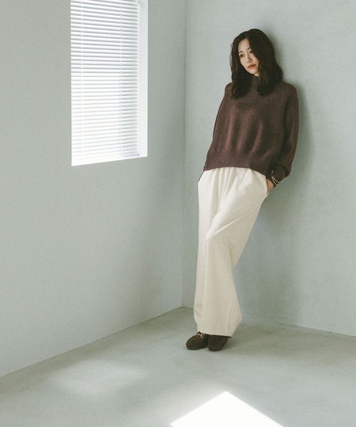 GLOBAL WORK（グローバルワーク）の「あったかリラックスワイドパンツ/591305（その他パンツ・レディース・グレー系その他6/ライトグレー/オフホワイト/ダークブルー/ブラウン系その他7/ブラック・SMALL/LARGE/MEDIUM）」の7枚目の写真