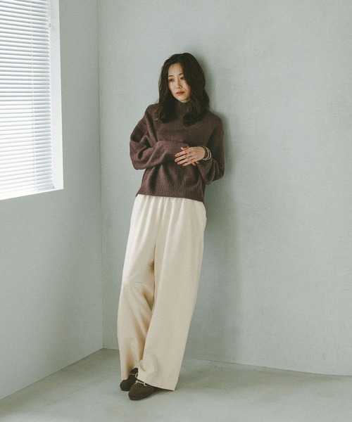 GLOBAL WORK（グローバルワーク）の「あったかリラックスワイドパンツ/591305（その他パンツ・レディース・グレー系その他6/ライトグレー/オフホワイト/ダークブルー/ブラウン系その他7/ブラック・SMALL/LARGE/MEDIUM）」の8枚目の写真