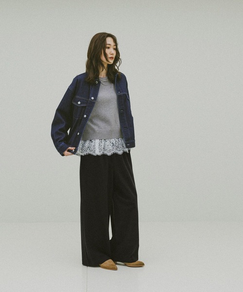 GLOBAL WORK（グローバルワーク）の「あったかリラックスワイドパンツ/591305（その他パンツ・レディース・グレー系その他6/ライトグレー/オフホワイト/ダークブルー/ブラウン系その他7/ブラック・SMALL/LARGE/MEDIUM）」の15枚目の写真