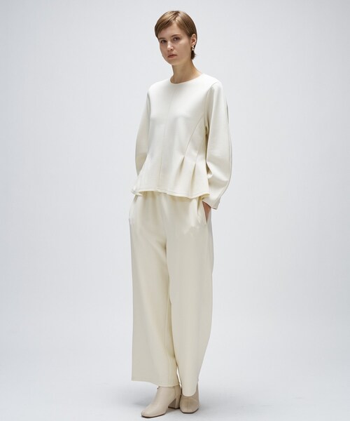 cloenc（クロエンス）の「【セットアップ／マシンウォッシュ】カットジョーゼットイージーワイドパンツ（その他パンツ・レディース・ダークブラウン/ブラック/オフホワイト・01/02/03）」の4枚目の写真