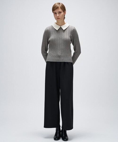 cloenc（クロエンス）の「【セットアップ／マシンウォッシュ】カットジョーゼットイージーワイドパンツ（その他パンツ・レディース・ダークブラウン/ブラック/オフホワイト・01/02/03）」の18枚目の写真