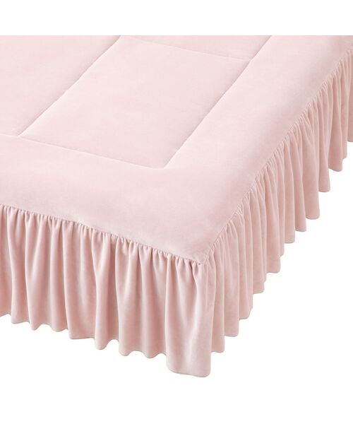 WARMY ウォーミー】しっとり アルガンオイル加工 フリル ベッドパッド