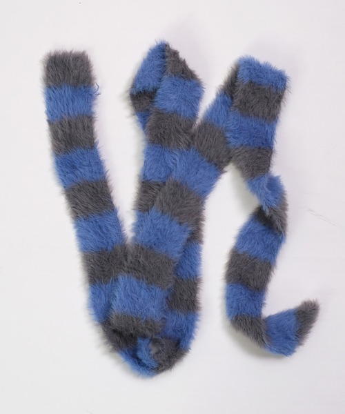 shopnikoniko（ショップニコニコ）の「スリムマフラー ボーダー シャギーニット マフラー（マフラー・レディース・ベージュ/グリーン/ブラック/ブルー/グリーン系その他/ブルー系その他・フリー）」の17枚目の写真