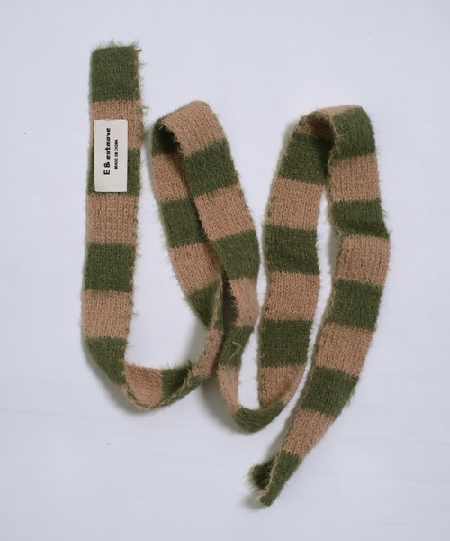 shopnikoniko（ショップニコニコ）の「スリムマフラー ボーダー シャギーニット マフラー（マフラー・レディース・ベージュ/グリーン/ブラック/ブルー/グリーン系その他/ブルー系その他・フリー）」の22枚目の写真