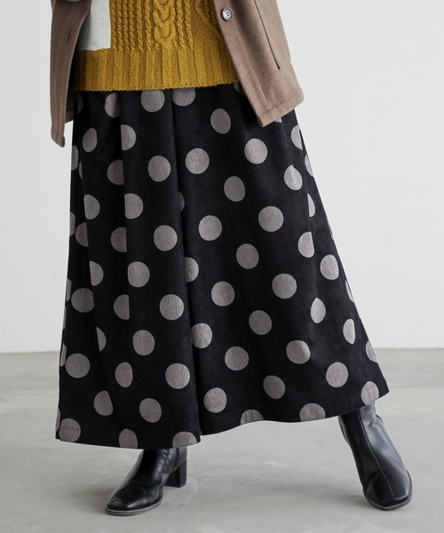 n'OrLABEL（ノアールレーベル）の「『ドットコーデュロイワイドパンツ』（その他パンツ・レディース・ブラック/ブラウン・FREE）」の4枚目の写真