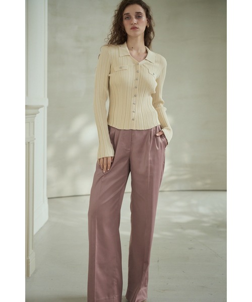 Estella.K(エステラケー)の「Julie Rib Knit Top スキッパーランダムリブニットプルオーバー(ニット/セーター・レディース・ブラック/アイボリー/ピンク系その他・FREE)」の9枚目の写真