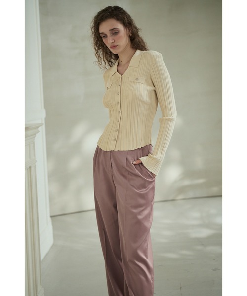 Estella.K(エステラケー)の「Julie Rib Knit Top スキッパーランダムリブニットプルオーバー(ニット/セーター・レディース・ブラック/アイボリー/ピンク系その他・FREE)」の7枚目の写真
